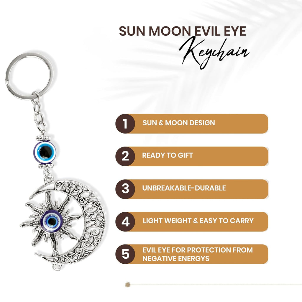 Sun Moon Evil Eye Keychain features list