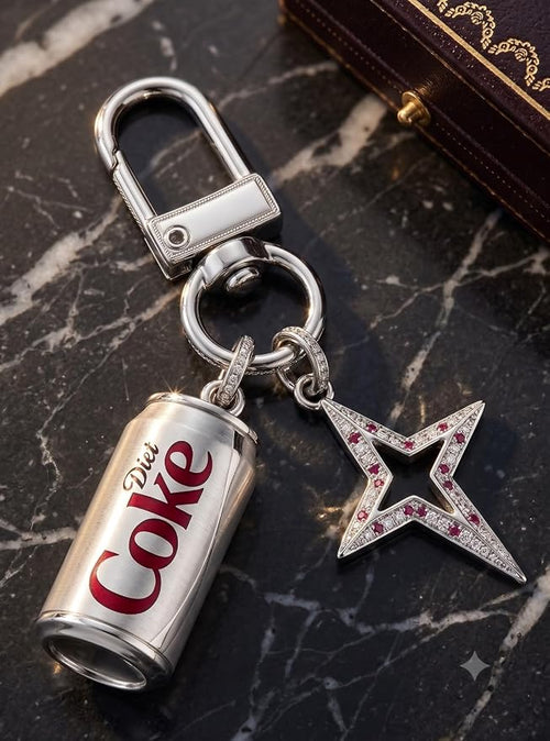 Diet Coke Mini Can Charm Keychain - Y2K Glam Accessory