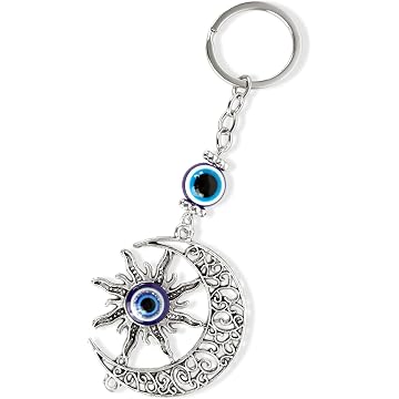 Evil Eye Sun Moon Keychain front view