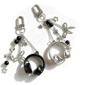 Headphone Charm Keychain in black and silver with bow and star charms