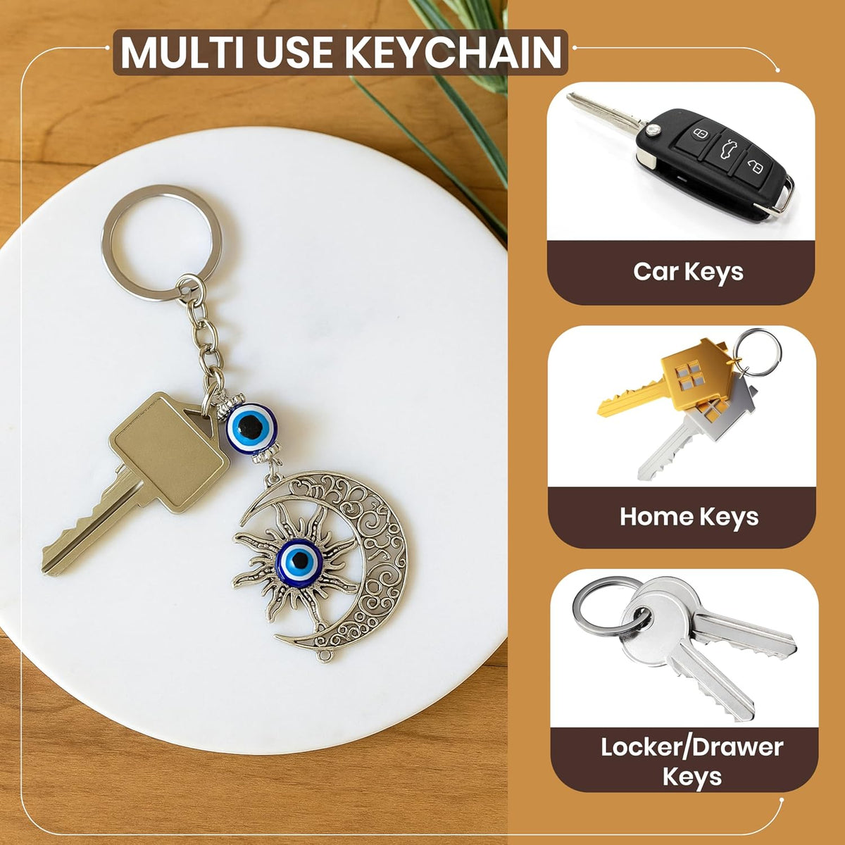 Multi-use keychain for car keys, home keys, locker keys