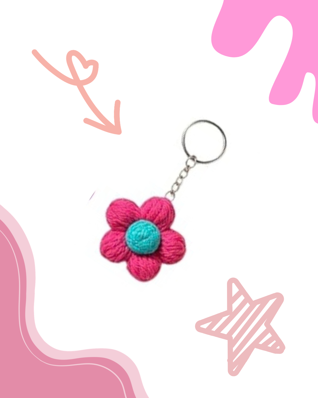 Flower Crochet Keychain - Handmade Boho Accessory