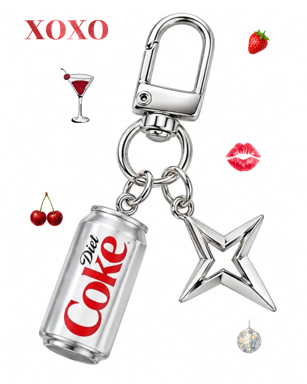 Diet Coke Mini Can Charm Keychain - Y2K Glam Accessory