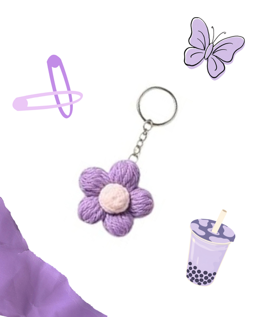 Flower Crochet Keychain - Handmade Boho Accessory